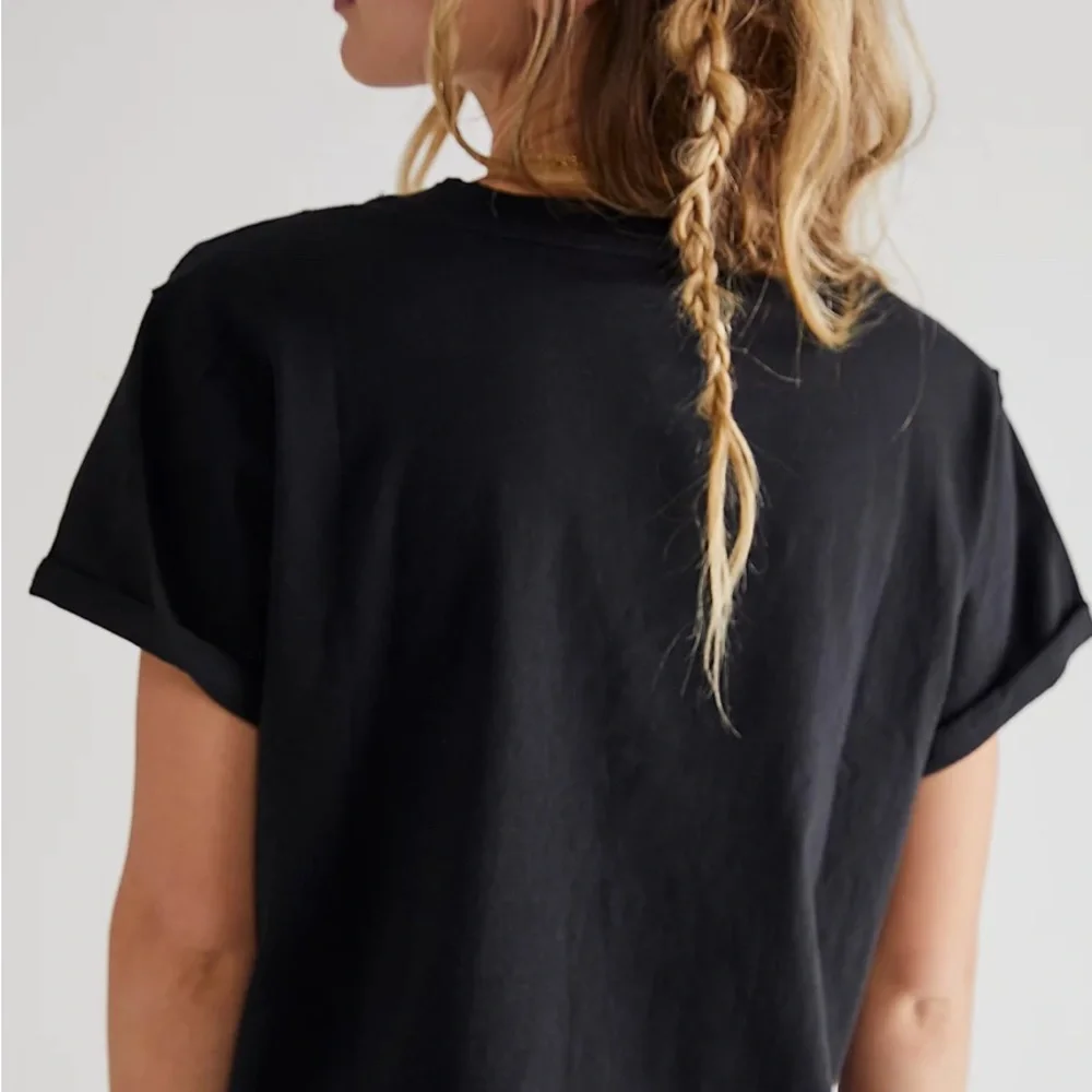 Free People We The Free Black Boxy Crop T-Shirt
